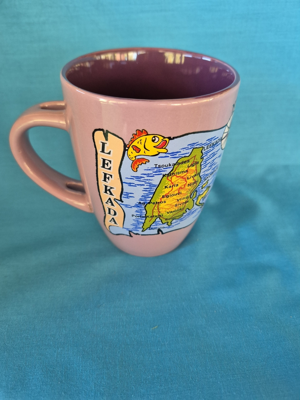 Lefkada Greece Map Coffee Mug Tea Stoneware Island Souvenir Kitchen Décor